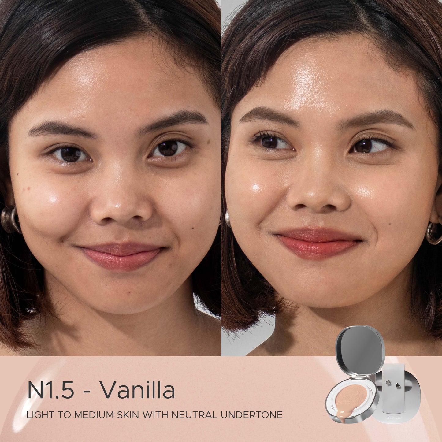 [FREE EMBOSS PO 3 DAYS] Mad For Makeup Pearlfect Cover Skin-Fit Cushion - Refill and Fullsize Coverage Cushion for Combination Skin