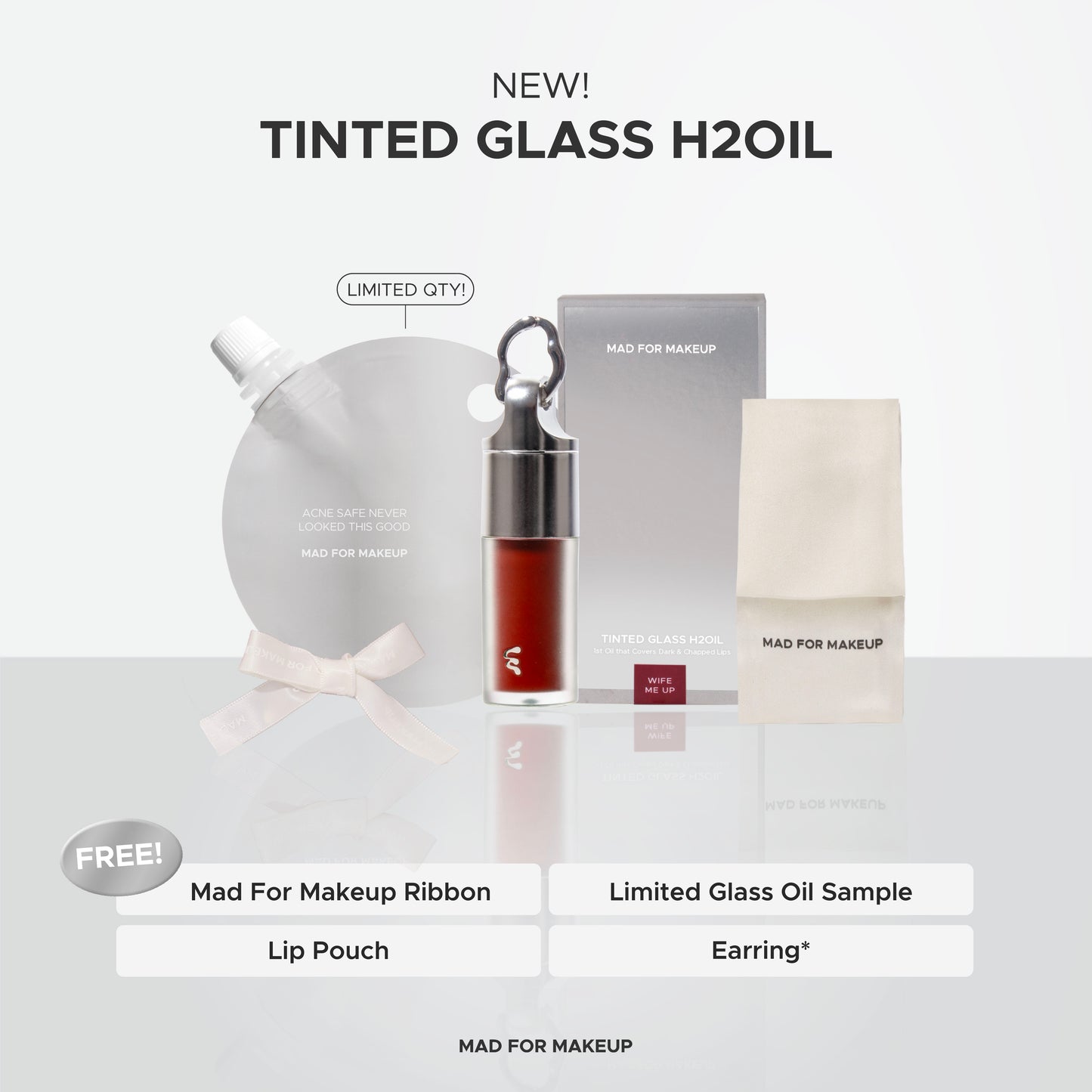 Mad For Makeup Tinted Glass H2Oil - 1st Lip Oil Glossy Cover Dark & Chapped Lips