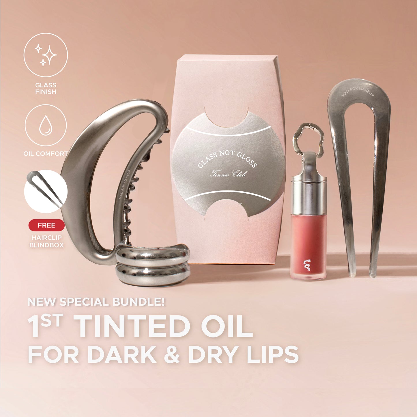 Mad For Makeup Tinted Glass H2Oil : Max The Set (Special Edition Blindbox) - 1st Lip Oil Glossy for Dark and Chapped Lips