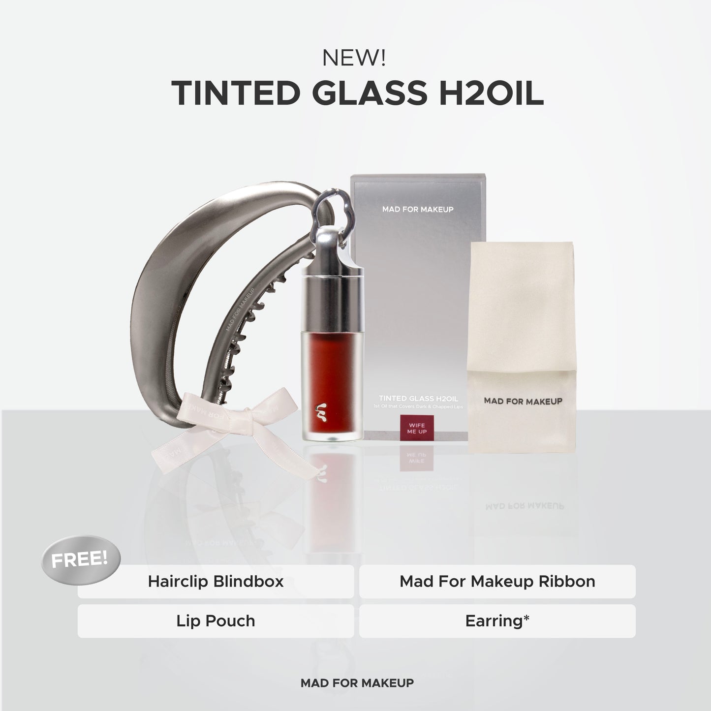 Mad For Makeup Tinted Glass H2Oil : Max The Set (Special Edition Blindbox) - 1st Lip Oil Glossy for Dark and Chapped Lips