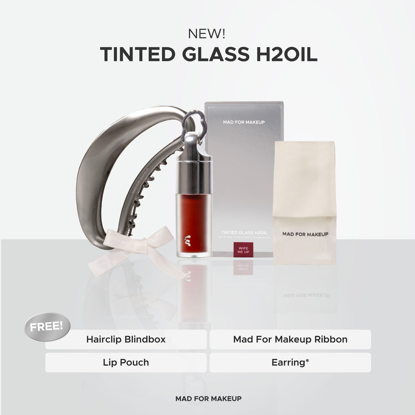 Mad For Makeup Tinted Glass H2Oil : Max The Set (Special Edition Blindbox) - 1st Lip Oil Glossy for Dark and Chapped Lips